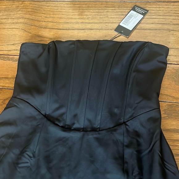 Clubl London Daphne Black Bandeau Corset Thigh Split Maxi Dress Size 6 NWT - Picture 7 of 12